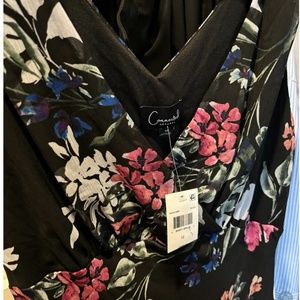 Connected Apparel Black Floral Midi Maxi Dress NWT 12